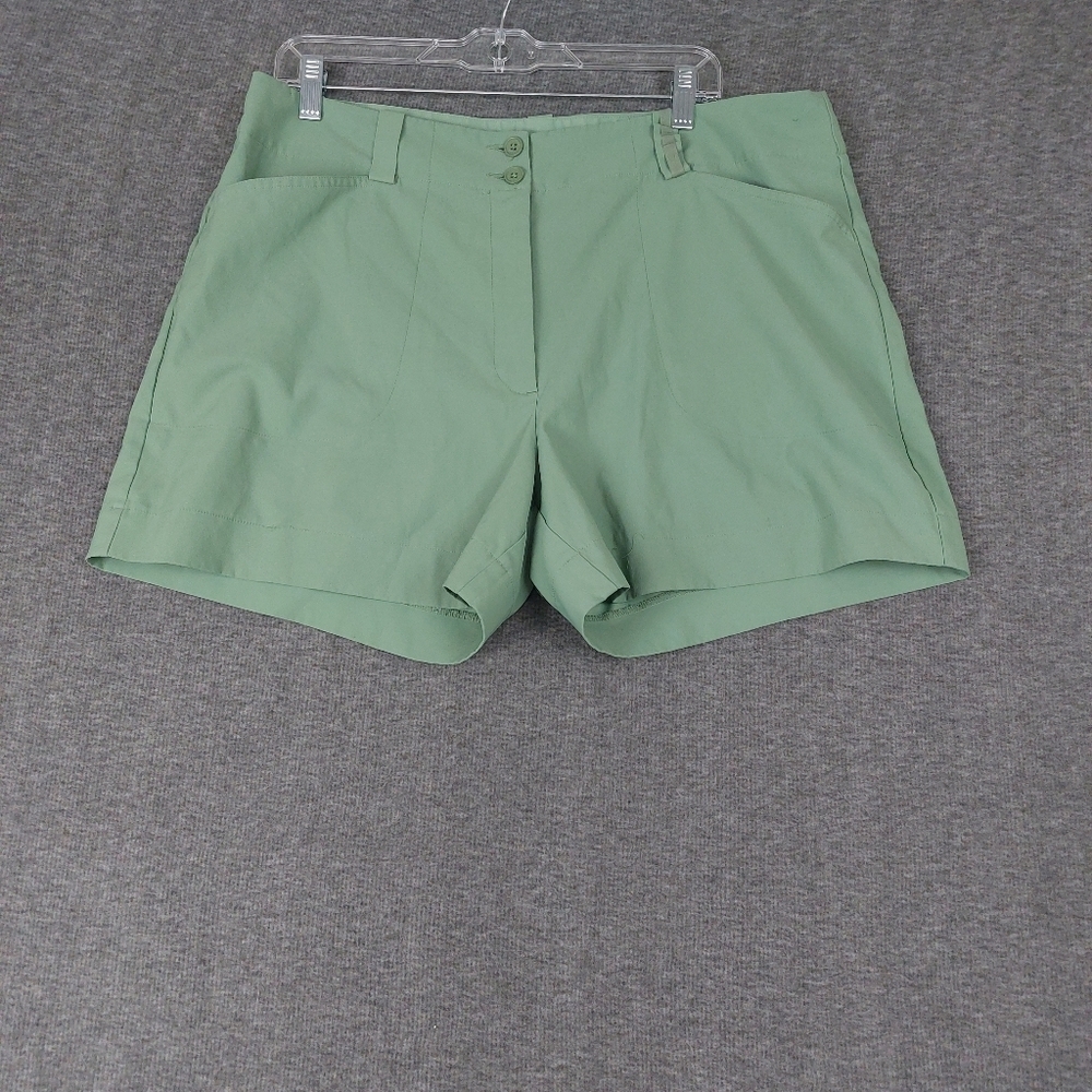 NIKE GOLF WOMENS GREEN FITDRY FLAT FRONT ATHLETIC SHORTS SIZE 16